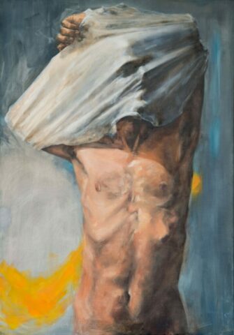 Peinture contemporaine, Peinture à l'huile, torse, Homme, Corps, Mort, Toulouse, Occitanie