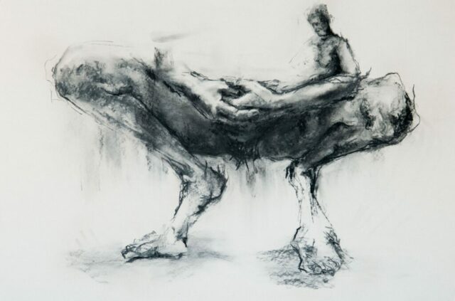 Grand dessin expressionniste corps par Mathilde du Mesnildot