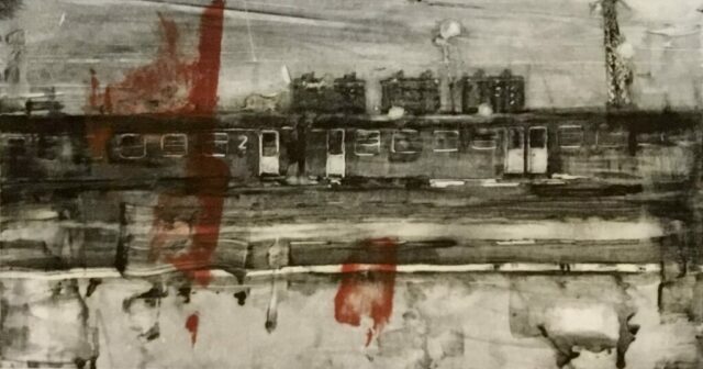 Estampe contemporaine, Dessin contemporain, Toulouse, Occitanie, Hongrie, train