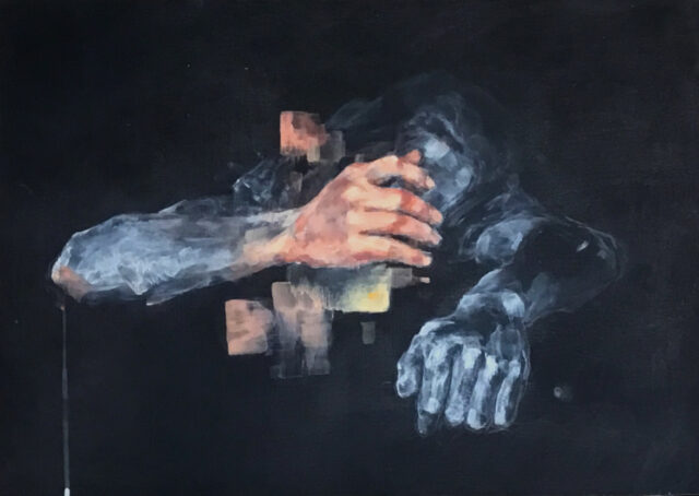 Peinture à tempera contemporaine sur bois de Mathilde du Mesnildot Toulouse Occitanie