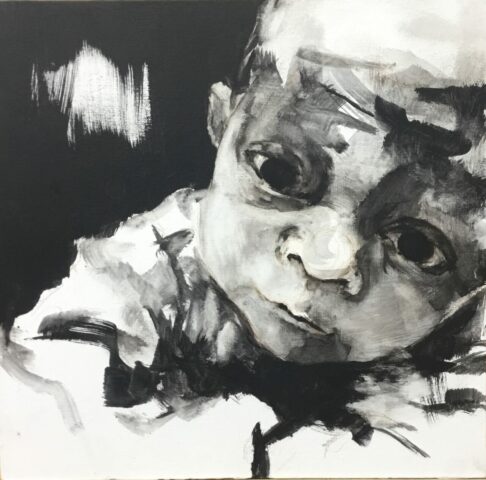 Tempera, peinture contemporaine, nourrisson, Morphogenèse, Naissance, Toulouse Occitanie