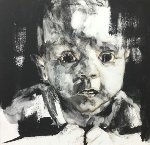 Tempera, peinture contemporaine, nourrisson, Morphogenèse, Naissance, Toulouse Occitanie