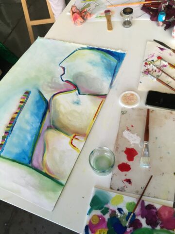 Pratiques plastiques contemporaines, créativité, stage, Toulouse, Huile, Matières picturales, Peinture, Dessin, Pierre noire, Expression, Figuration, Espace Eclair