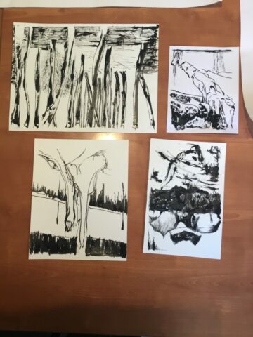 Pratiques plastiques contemporaines, créativité, stage, Toulouse, Huile, Matières picturales, Peinture, Expression, Abstraction, Réel, Géologie, Espace Eclair, Encre