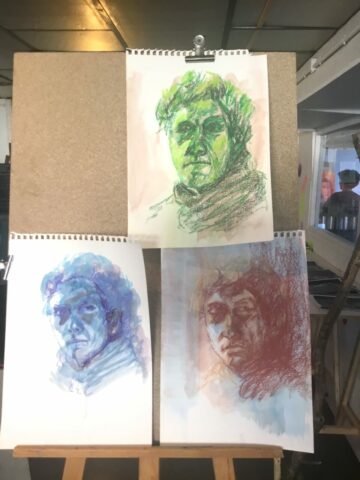 Pratiques plastiques contemporaines, créativité, stage, Toulouse, Matières picturales, Dessin, Pastel, Modèle vivant, Expression, Figuration, Espace Eclair