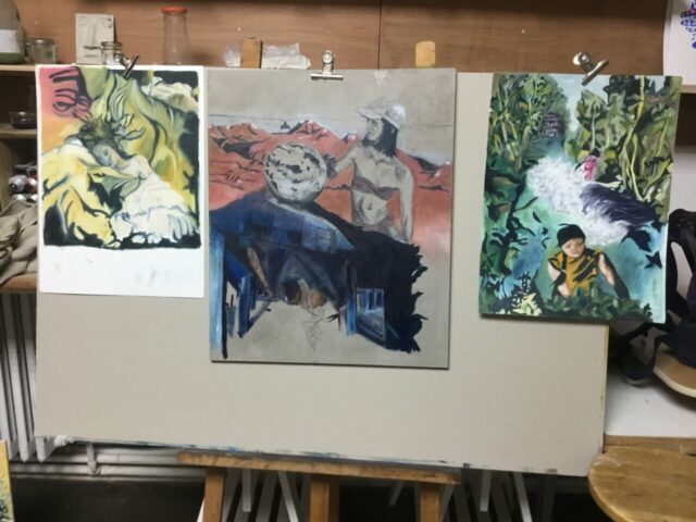 Pratiques plastiques contemporaines, créativité, stage, Toulouse, Huile, Matières picturales, Peinture, Dessin, Expression, Figuration, Espace Eclair, Composition