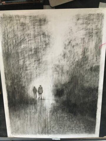 Pratiques plastiques contemporaines, créativité, stage, Toulouse, Matières picturales, Dessin, Pierre noire, Expression, Figuration, Espace Eclair