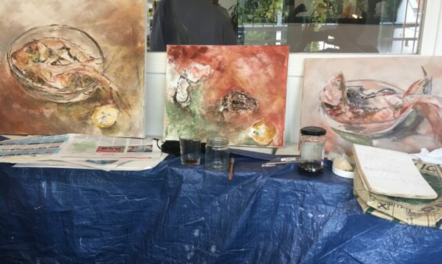 Pratiques plastiques contemporaines, créativité, stage, Toulouse, Huile, Terre papier, Matières picturales, Tempera, Peinture, Dessin, Expression, Figuration, Espace Eclair